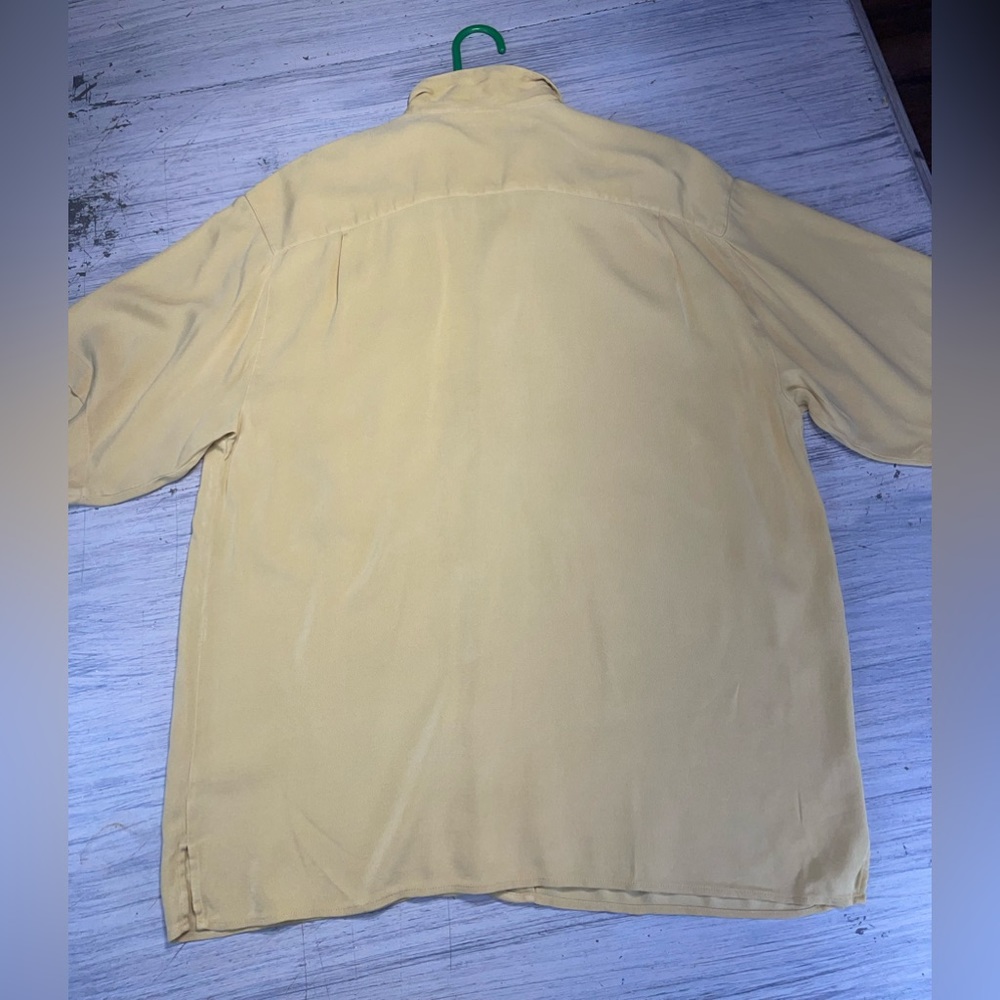 Bobby Chan Mens Short Sleeve Silk Shirt Yellow Size XLarge - Picture 2 of 7